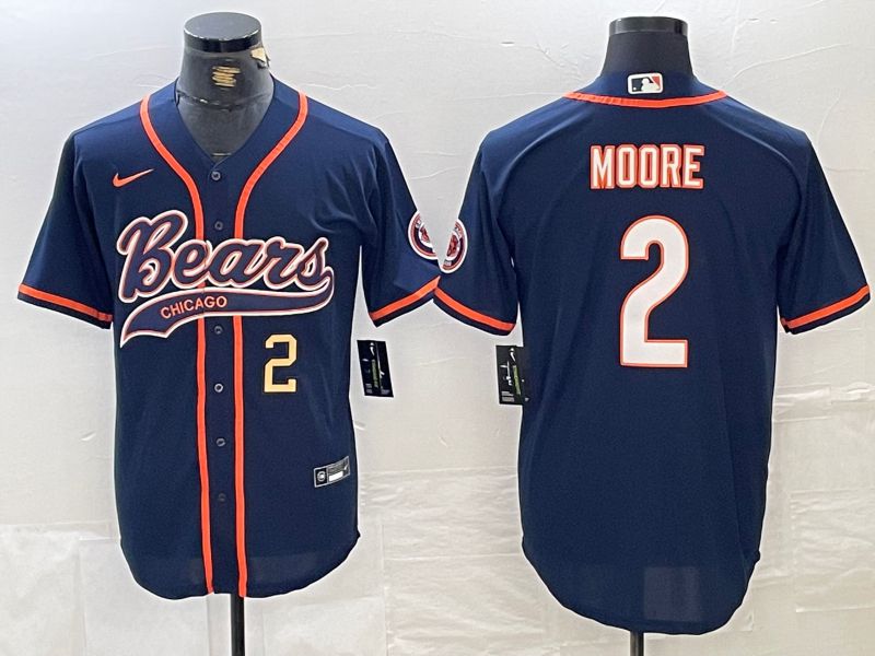 Men Chicago Bears #2 Moore Blue Joint Name 2024 Nike Limited NFL Jersey style 3